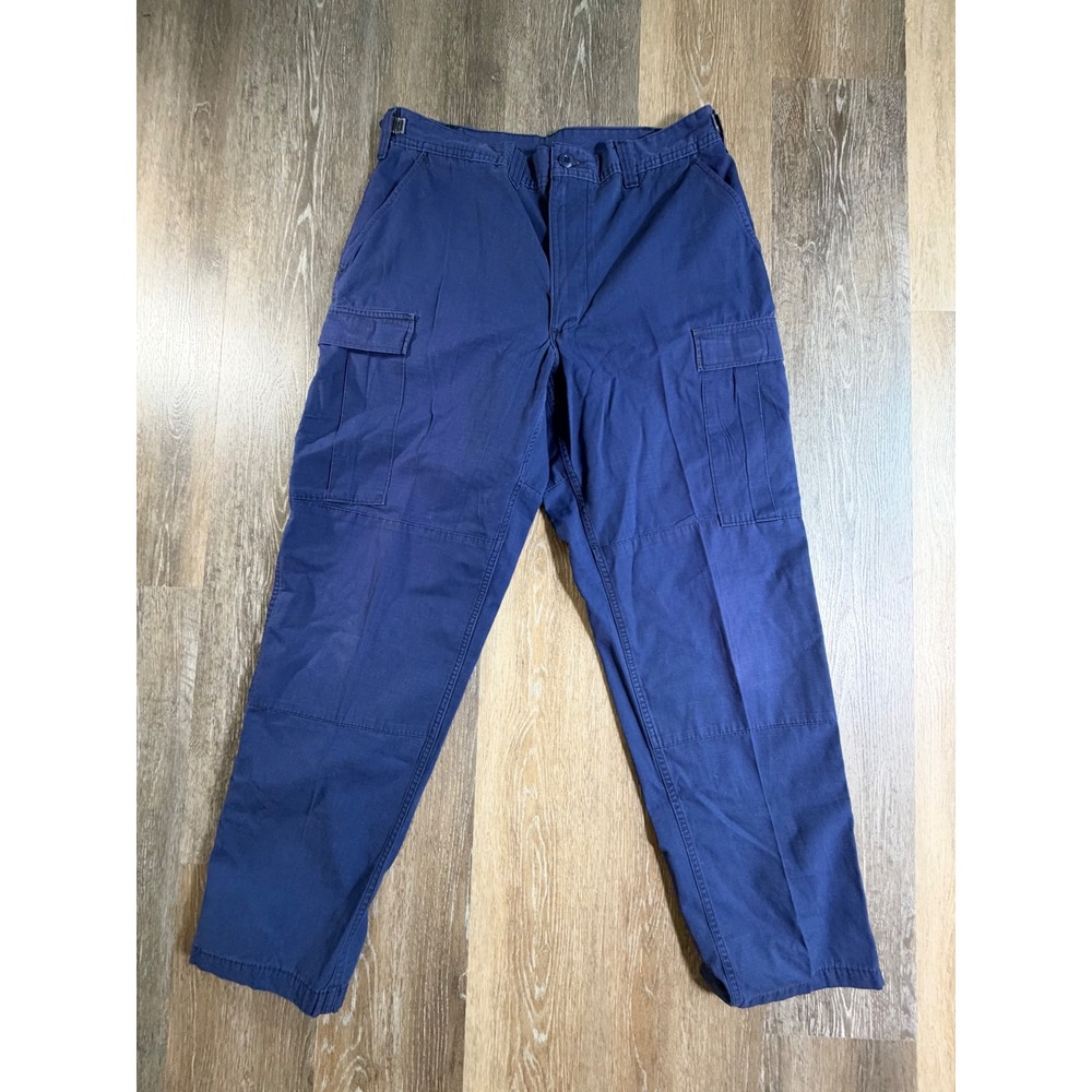 Military Style Cargo Pants Mens Large Regular Navy Blue Ripstop Utility Trousers